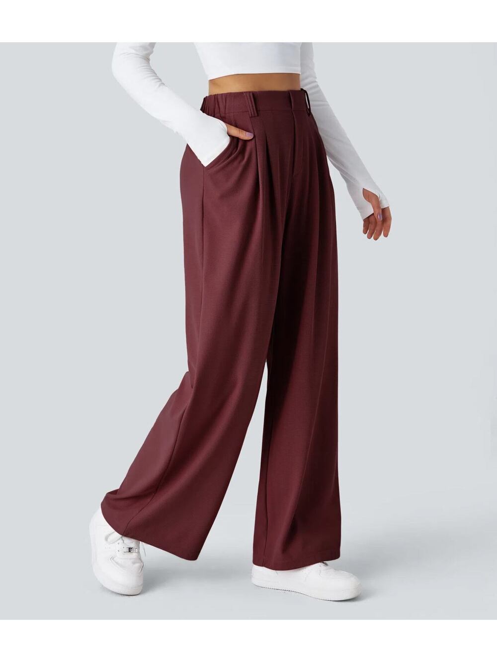 HALARA High Waisted Pocket Wide Leg Waffle Work Pants Size XL